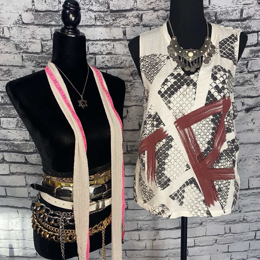 Xs “extra small” true religion white and maroon tank top.